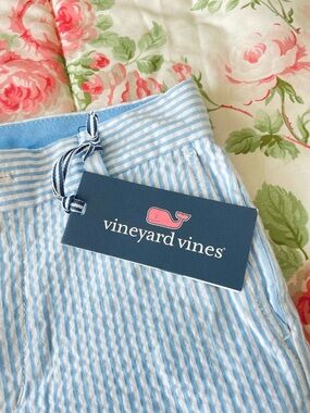 NWT Vineyard Vines Boys Seersucker Breaker Pants Lt Blue & White  Sz 8